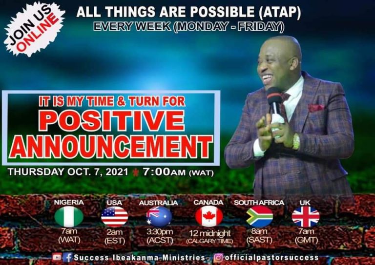 Join ALL THINGS ARE POSSIBLE MONDAY TO FRIDAYS FROM 7-8am Daily.